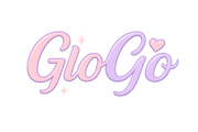 GioGo logo with pastel pink and purple colors on a green background